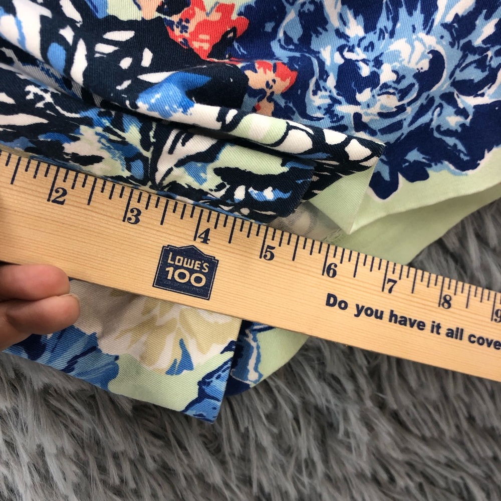 J. Crew Shorts Size 6 Mint Green Blue Chino Floral Stretch Side Zip Beach - Picture 5 of 11